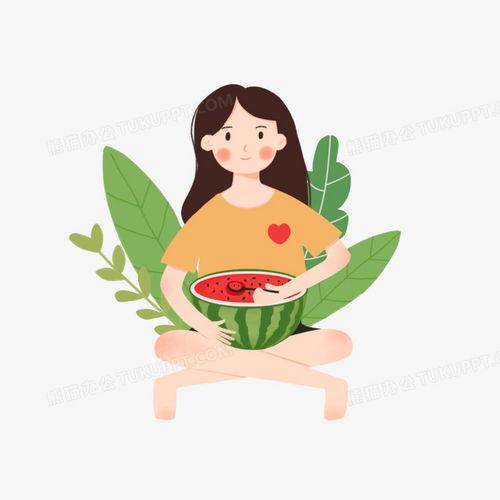 吃瓜女孩绘画头像